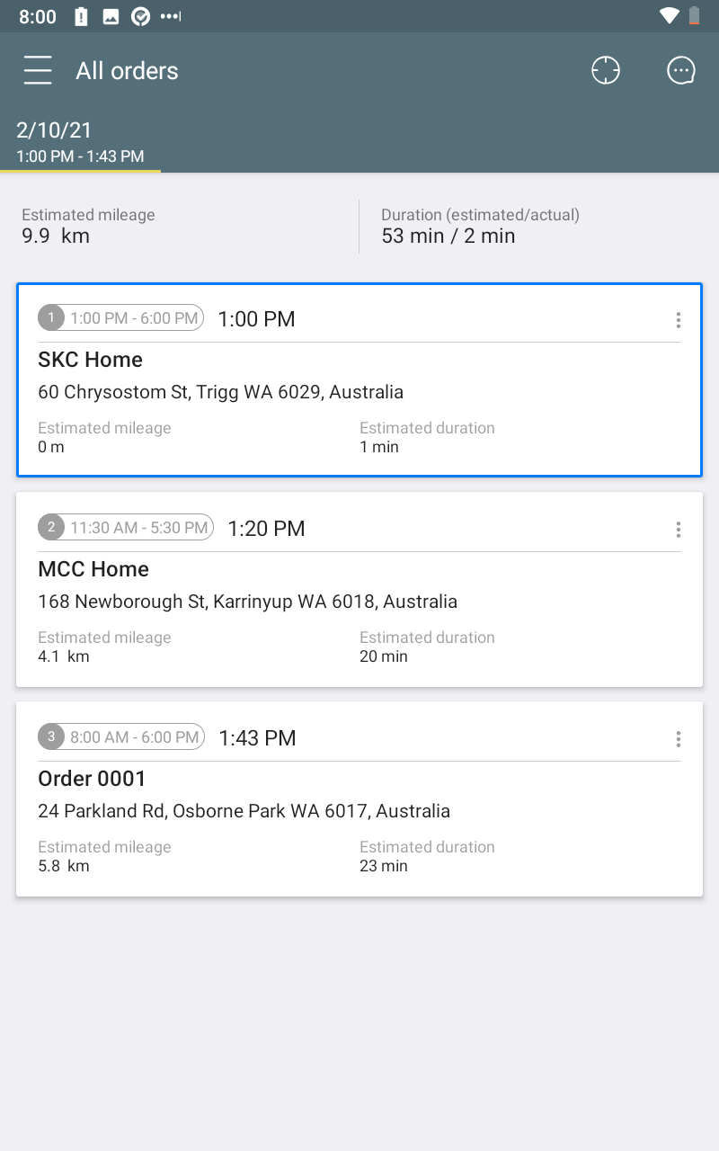Logistics App - Android Tablet - localised date format