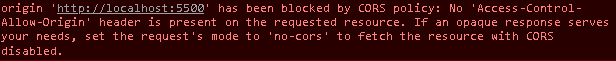 blocked by CORS policy