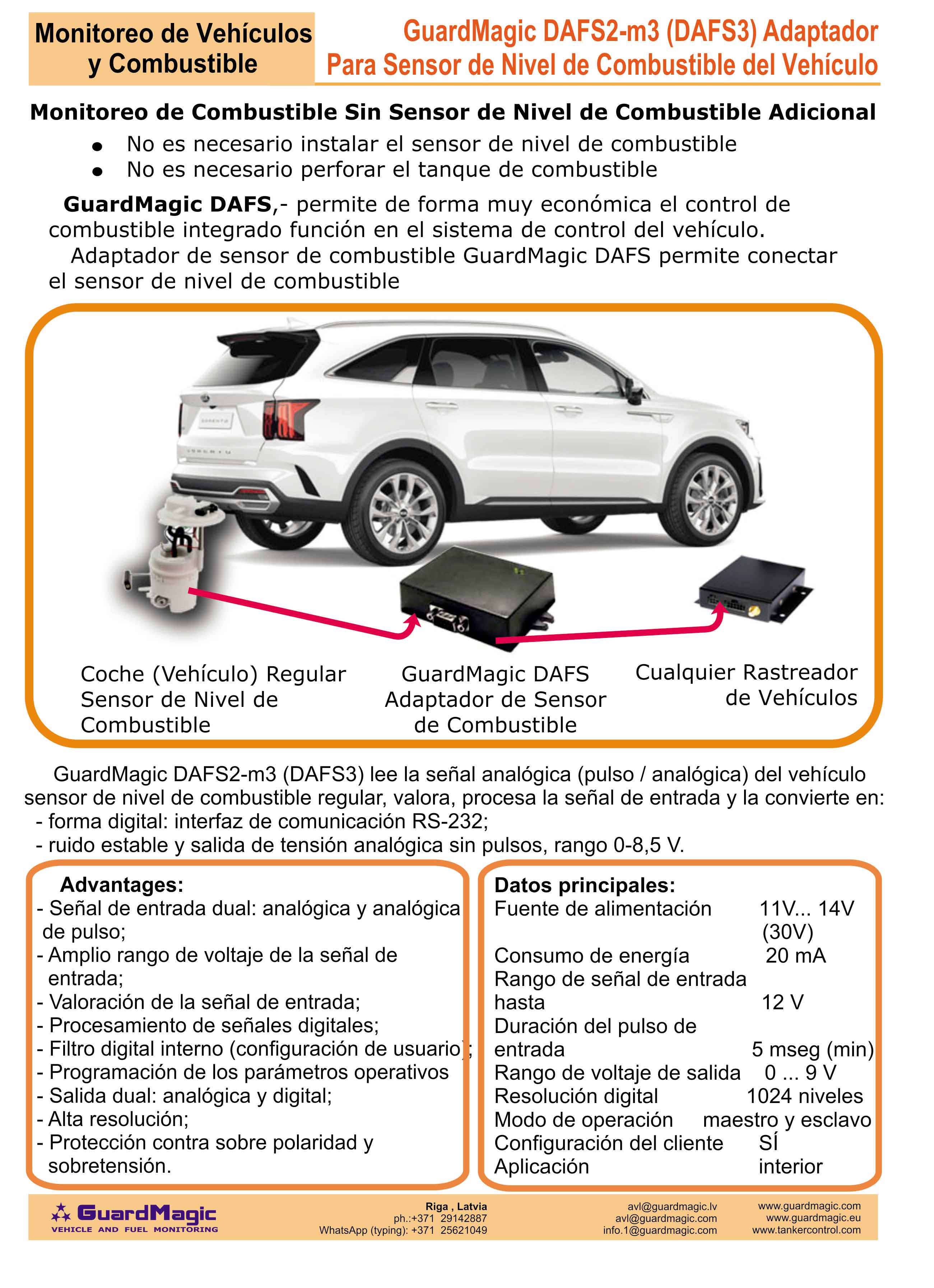 GuardMagic DAFS3 para monitoreo de combustible de vehículos