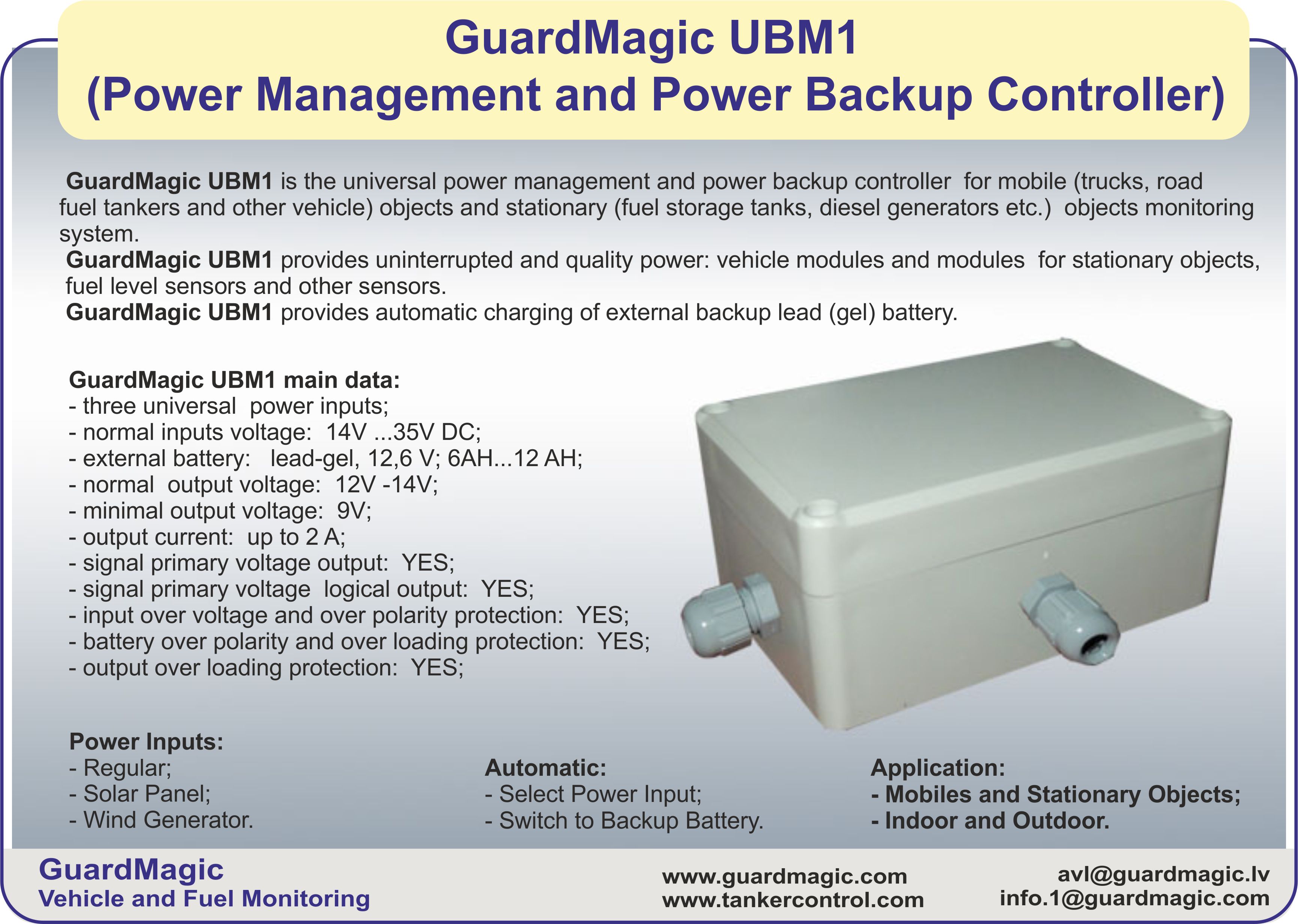 GuardMagic UBM1 Universal power management and power backup controller